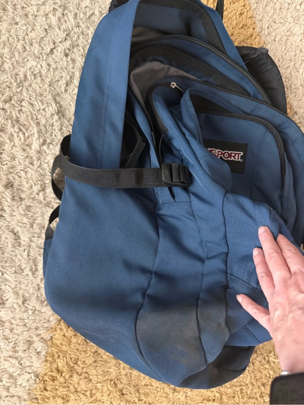 JanSport Navy Blue Backpack - Durable Triple Pack with tons of pockets